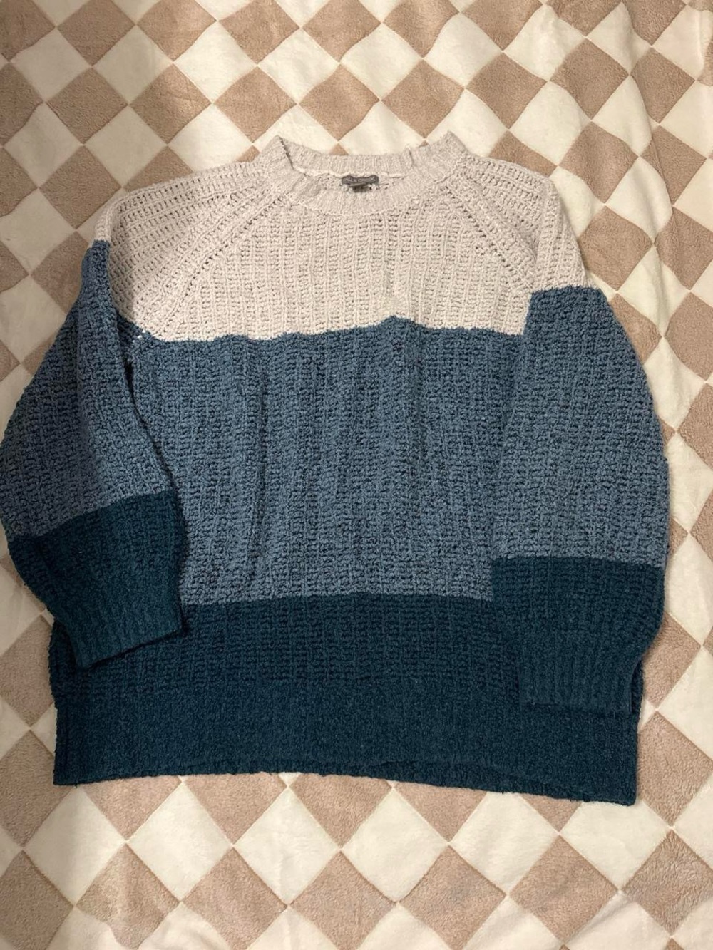 Falls Creek Women's Colorblock Crewneck Sweater in Cream, Blue & Teal